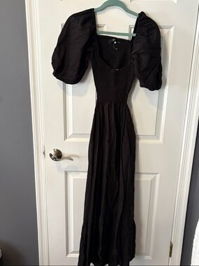 Black Puff-Sleeve Maxi Dress - Women
